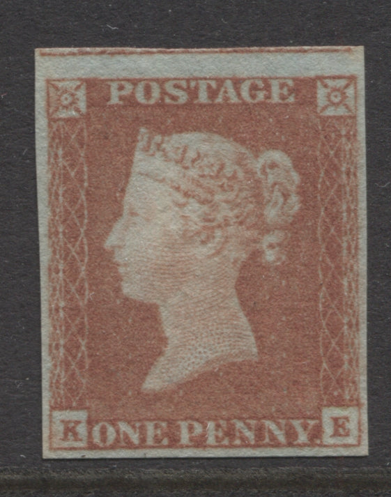 Queen Victoria Stamps  1841 1d RED-BROWN "KE"  4 MARGINS, MINT(MLH) SG.8