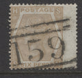 Queen Victoria Stamps   1872/73 6d PALE BUFF PLATE 12 FINE USED. SG.123.