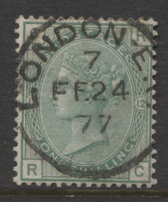 Surface Printed Stamps 1873/80 1/- green Plate 12 Fine CDS used. SG.150.