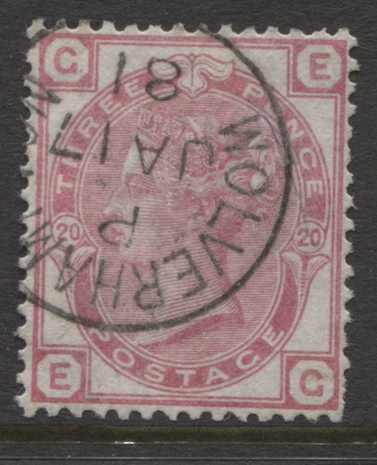 Surface Printed Stamps 1873/80 3d Rose Plate 20 Fine CDS used. SG.143.
