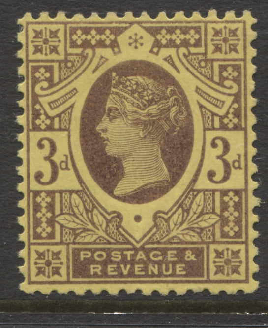 Surface Printed Stamps  1887 Jubilee 3d purple/orange Mounted Mint (MLH) SG. 204.