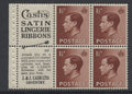 King Edward VIII Stamps  1936 1½d INV. PANE OF 4+2 LABELS UM(MNH) SG.459aw