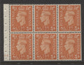 King George VI Stamps 1951 GVI ½d UPRIGHT PANE OF 6 CYL. "E84"(NO DOT) UM SG.QB7.