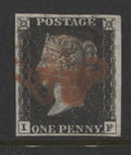 Penny Black Stamps 1840 1d "IF" Plate 6, 4 Margins Fine Used.