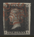 Penny Black Stamps 1840 1d "JA" Plate 5, 4 Margins Fine Used