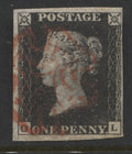Penny Black Stamps 1840 1d "OL" Plate 7, 4 Margins Fine Used.