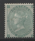 Queen Victoria Stamps    1862/64 Small letters 1/- green Mounted Mint   SG. 90.