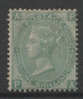 Queen Victoria Stamps    1865/67 Watermark Emblems 1/- green Mounted Mint   SG. 101.