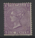 Queen Victoria Stamps     1867/80 Watermark Spray 6d mauve Plate 8 Mounted Mint  SG. 109.