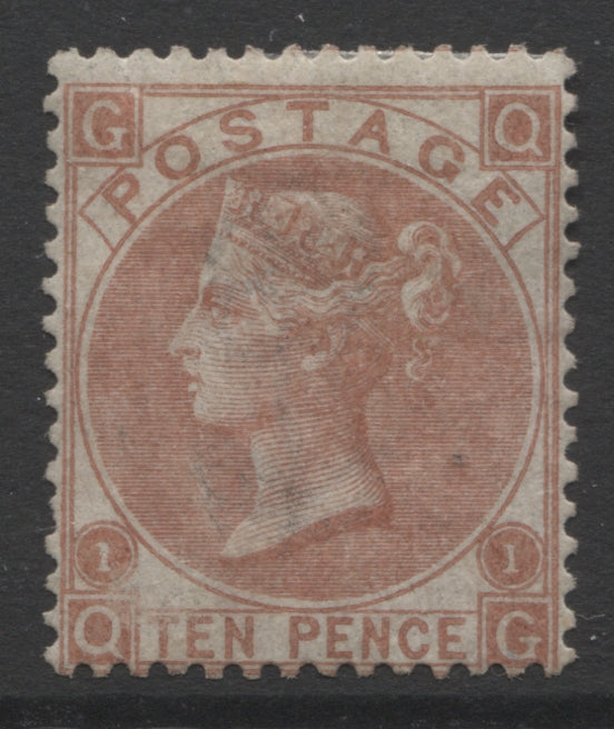 Queen Victoria Stamps  1867/80 Watermark Spray 10d red-brown Mounted Mint   SG. 112.