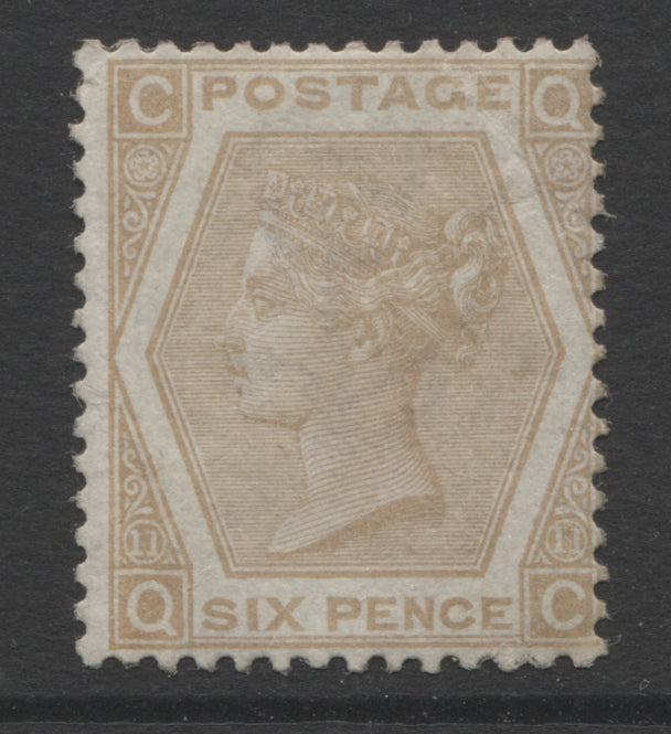 Queen Victoria Stamps    1872/73 Wmk. Spray 6d pale buff Plate 11 Mounted Mint   SG. 123.