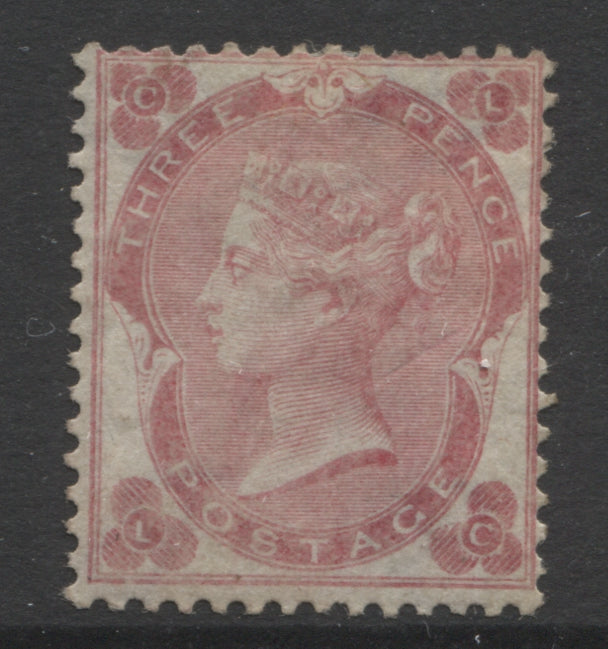 Queen Victoria Stamps    1862/64 Small letters 3d pale carmine-rose Mounted Mint   SG. 77.
